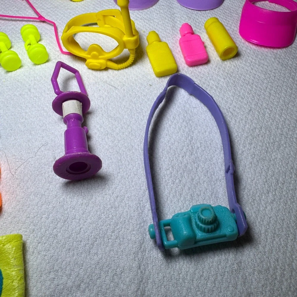 Vintage Doll‎ Sports Fitness Accessory Lot Neon Tennis Weights Scuba Visors 90s